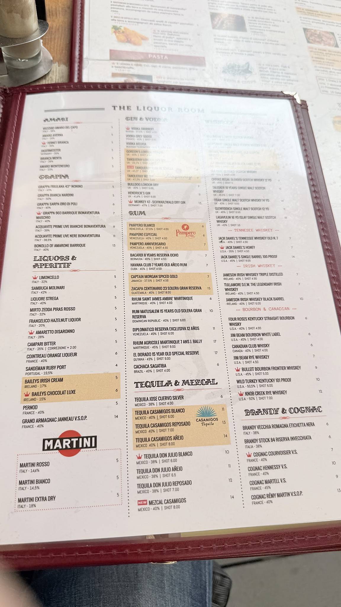 Caffe Washington меню
