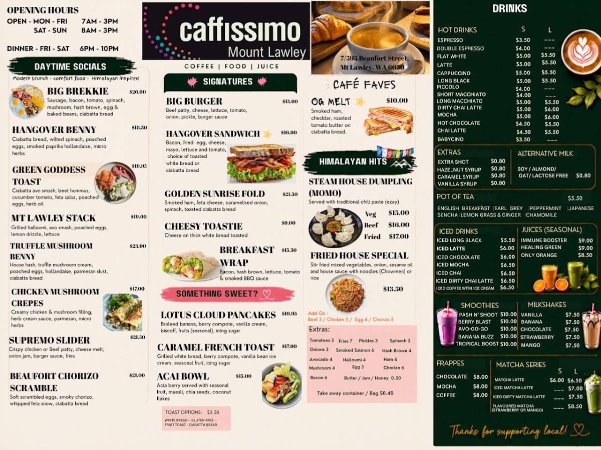 Caffissimo Mount Lawley меню