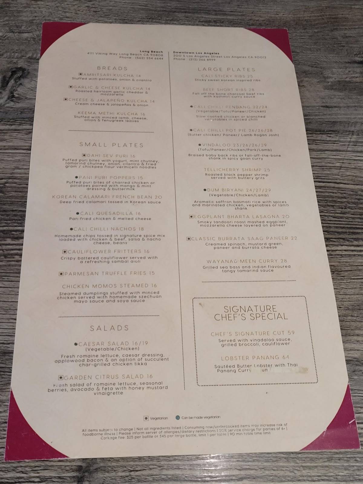 CaliChilli - Unauthentic Indian Restaurant меню