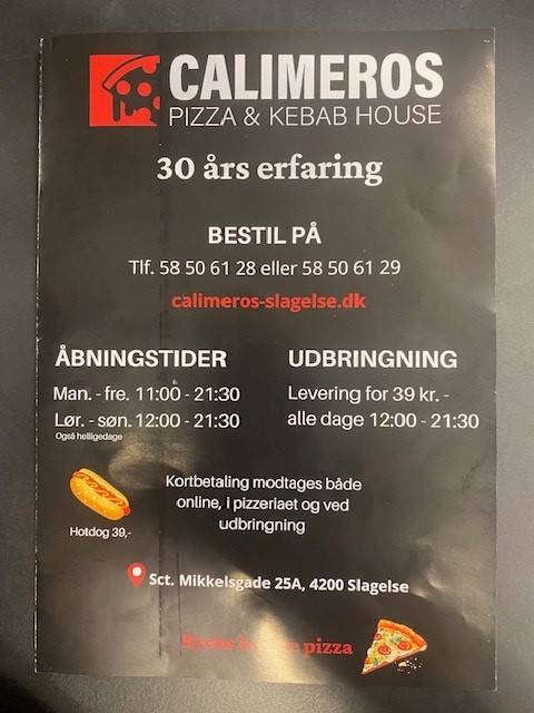 Calimeros Pizza меню