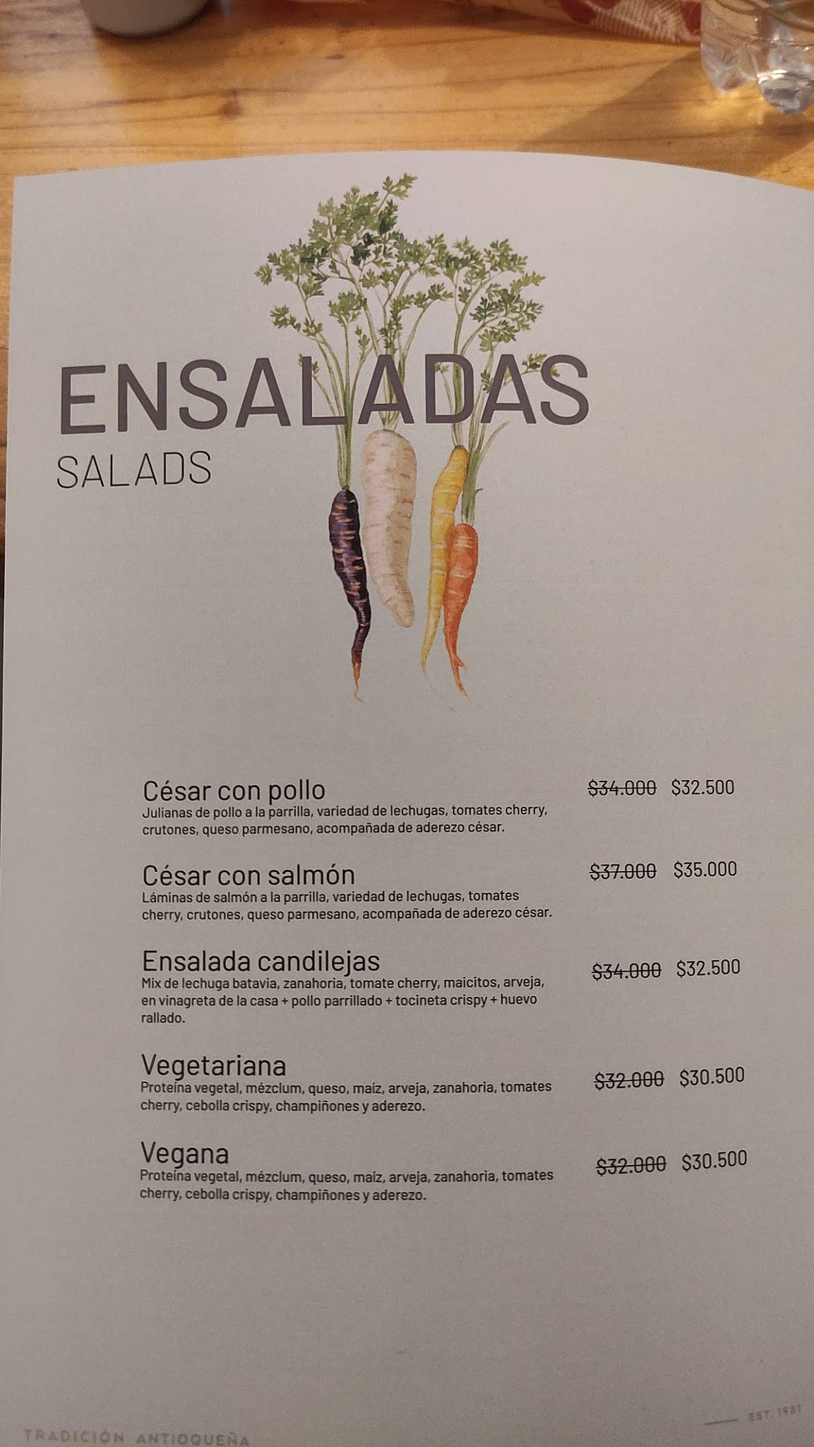 Candilejas Rionegro меню