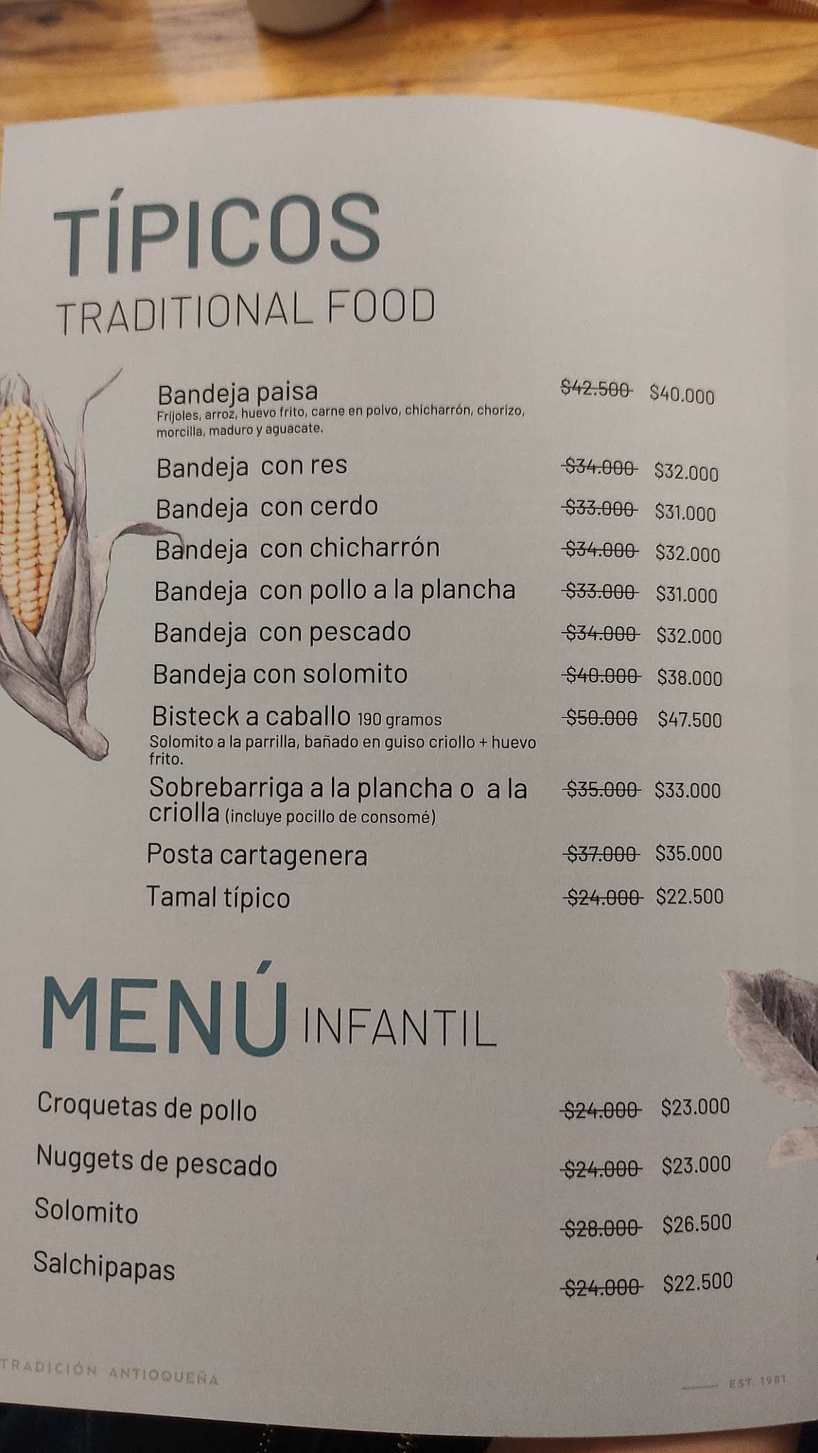 Candilejas Rionegro меню