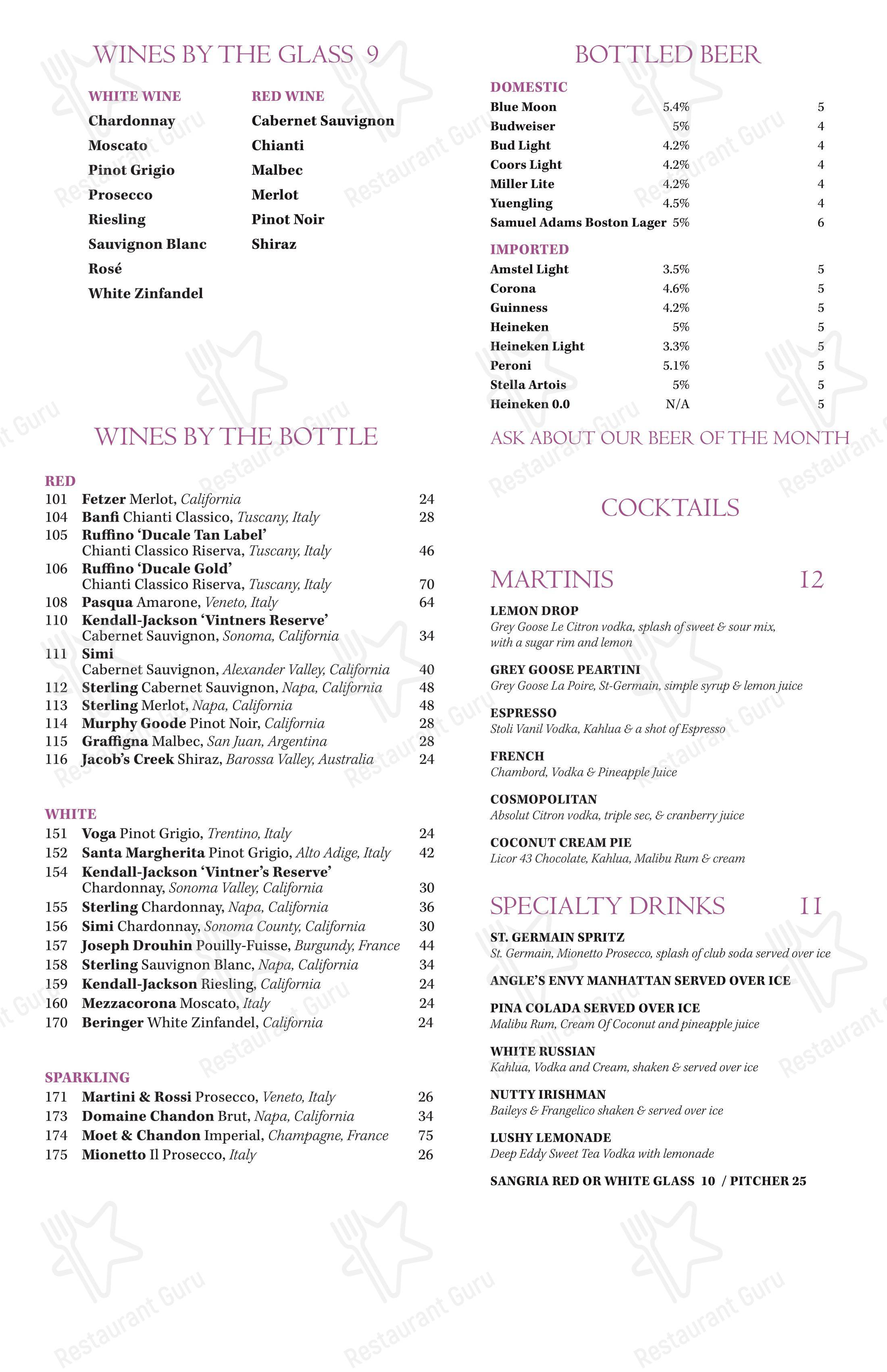Меню ресторана Carpaccio Ristorante в Мидлсексе