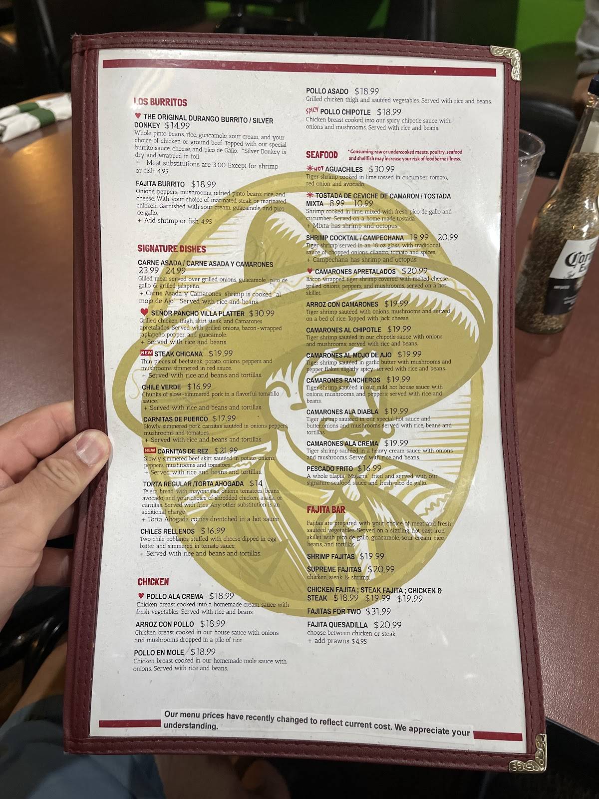 Casa Durango family Mexican Restaurant меню