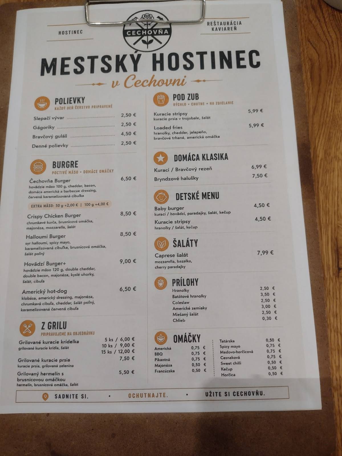 Cechovňa меню