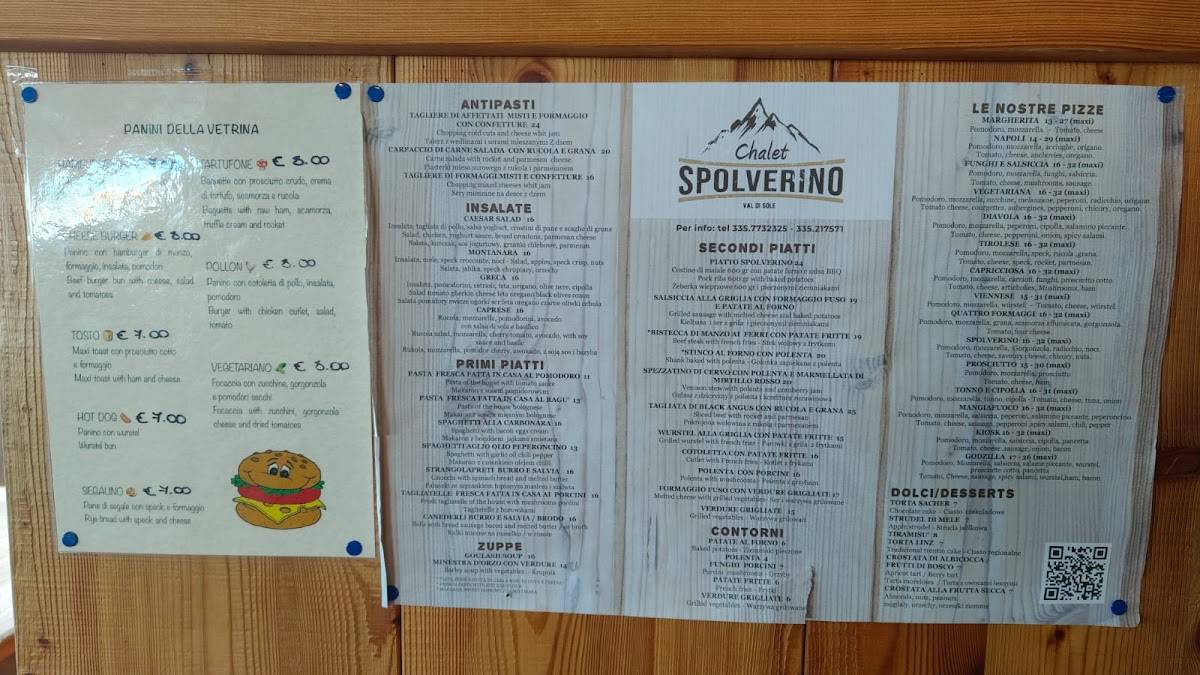 Chalet Spolverino меню
