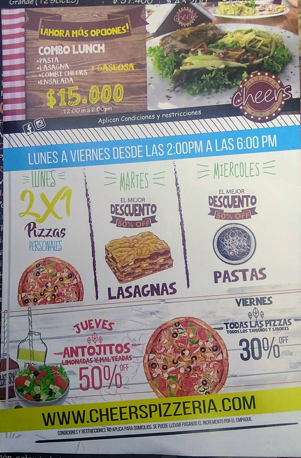 Cheers Pizzería Ingenio меню