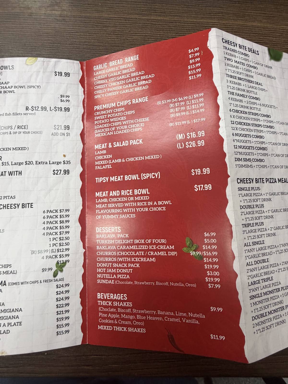 Cheesy Bite Pizza & Kebab - Springvale меню