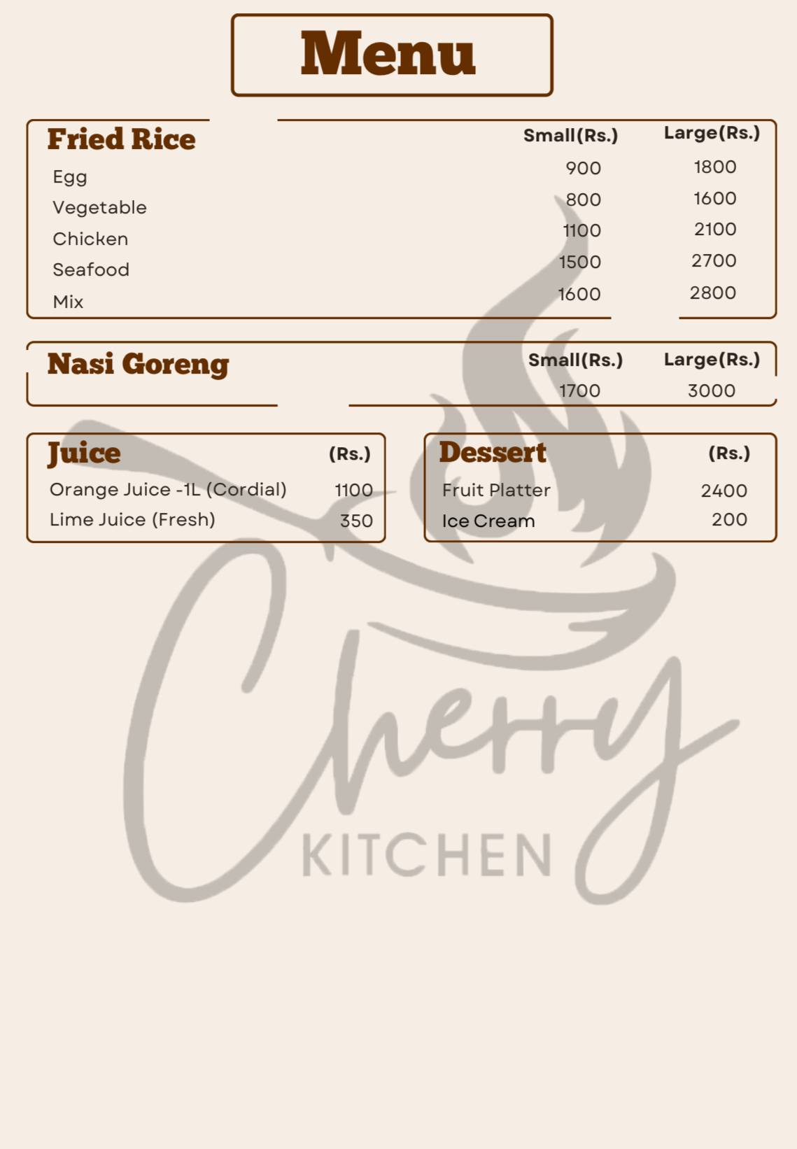 Cherry Kitchen меню