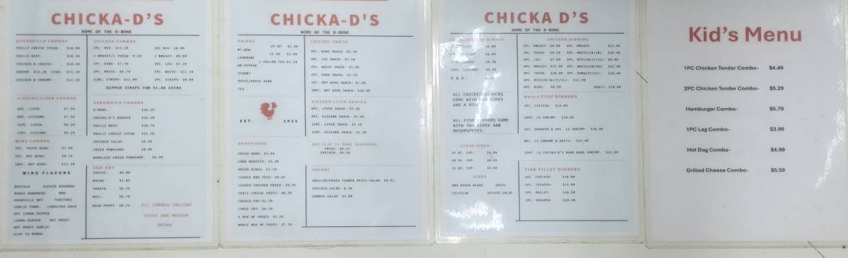 Chicka D's меню