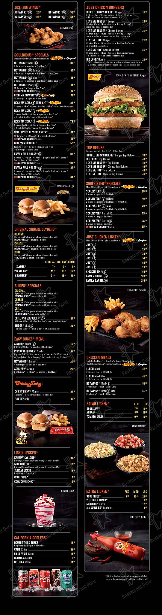 Chicken Licken Westgate Shopping Centre меню