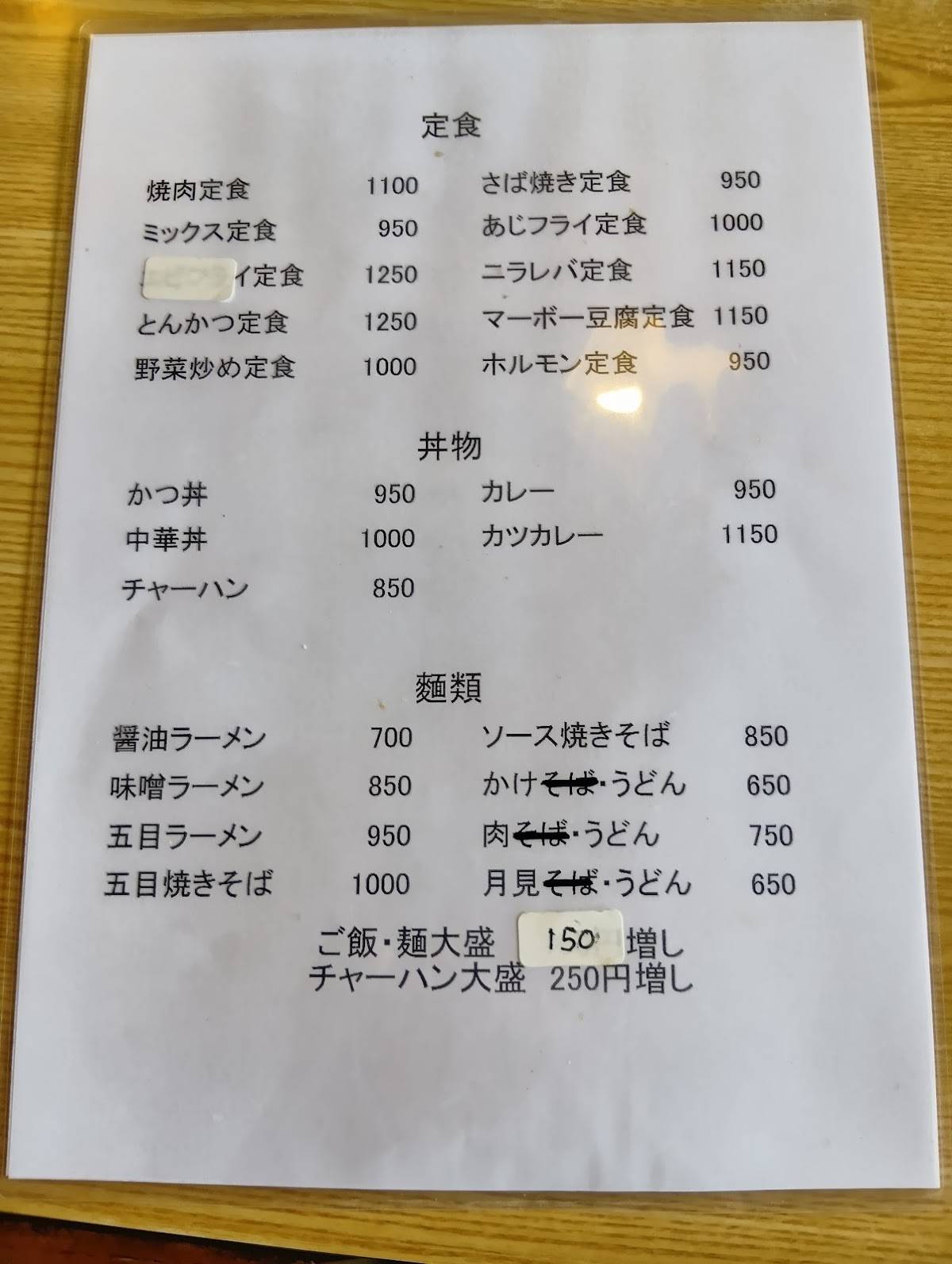 Drive In Furusato меню