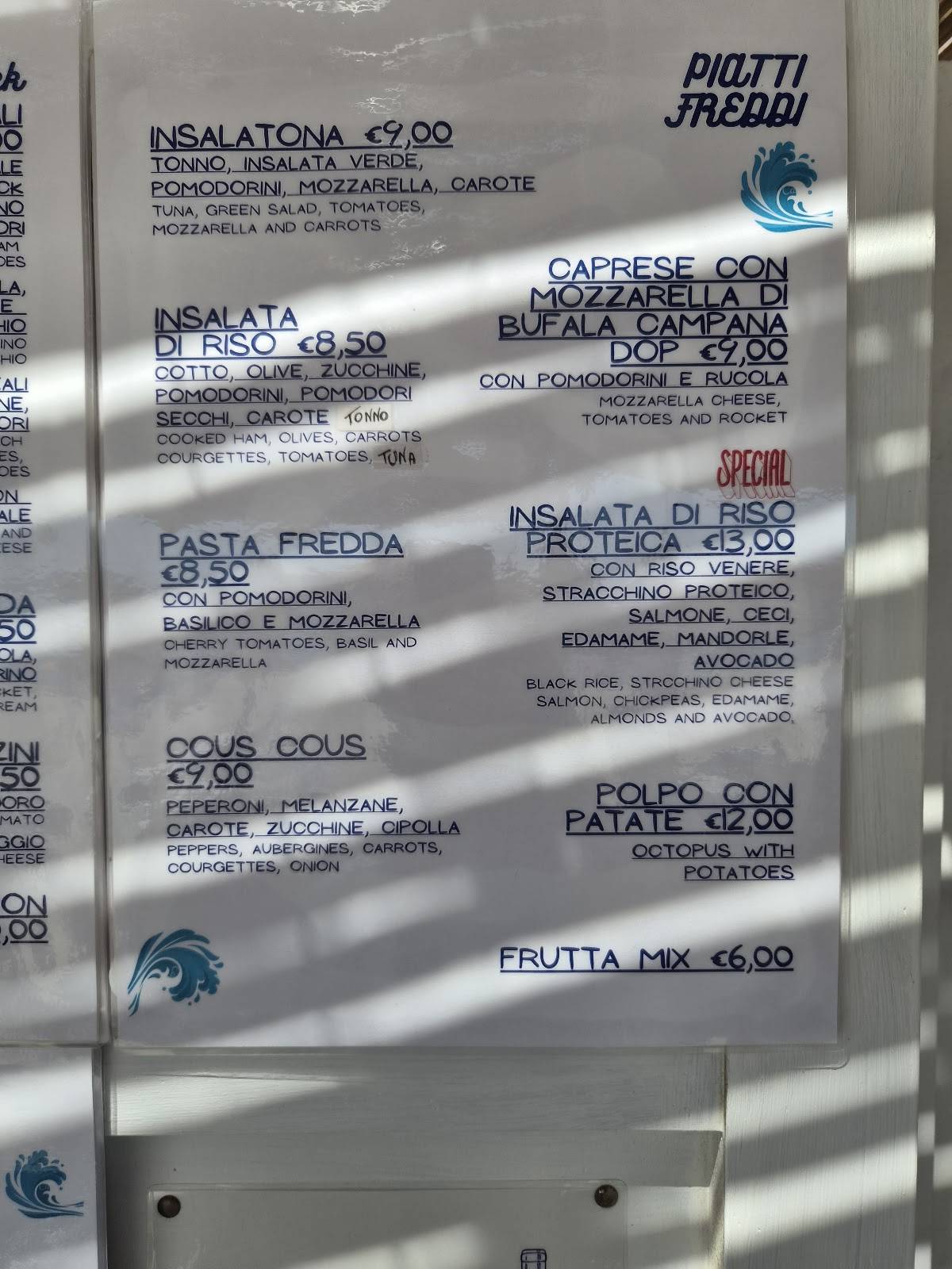 Chiosco 'e mare меню
