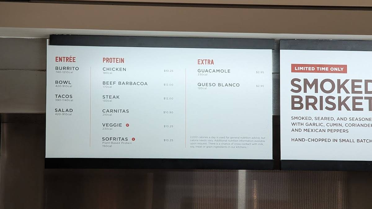 Chipotle Mexican Grill меню