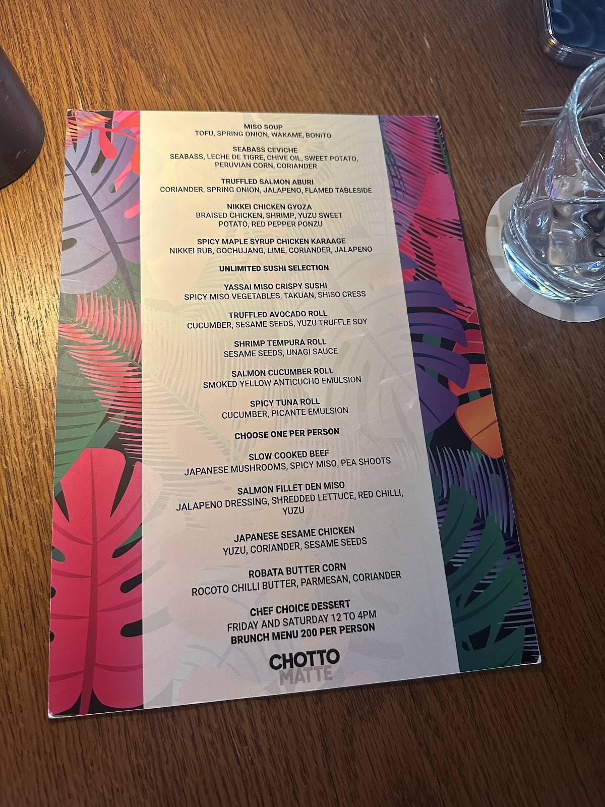 Chotto Matte Riyadh меню