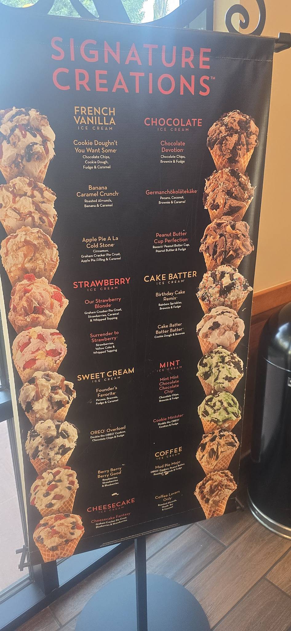 Cold Stone Creamery меню