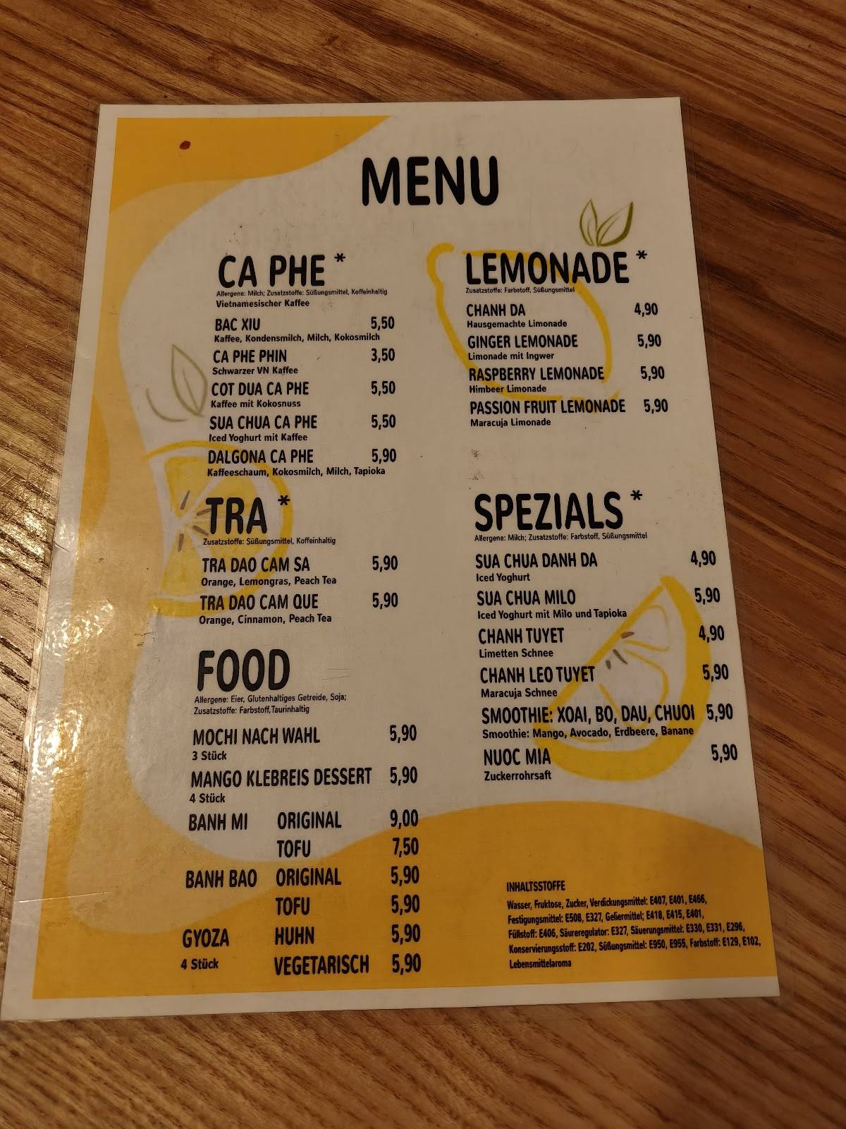Congcaphebanhmi меню
