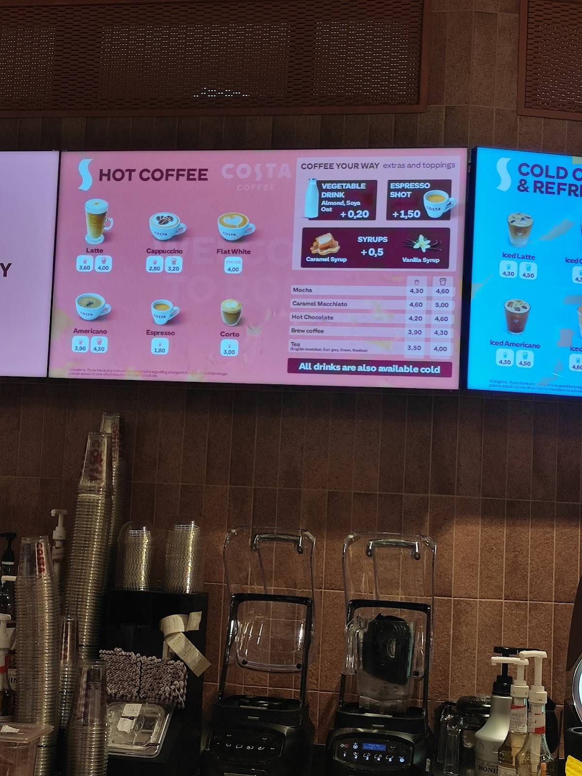 Costa Coffee меню