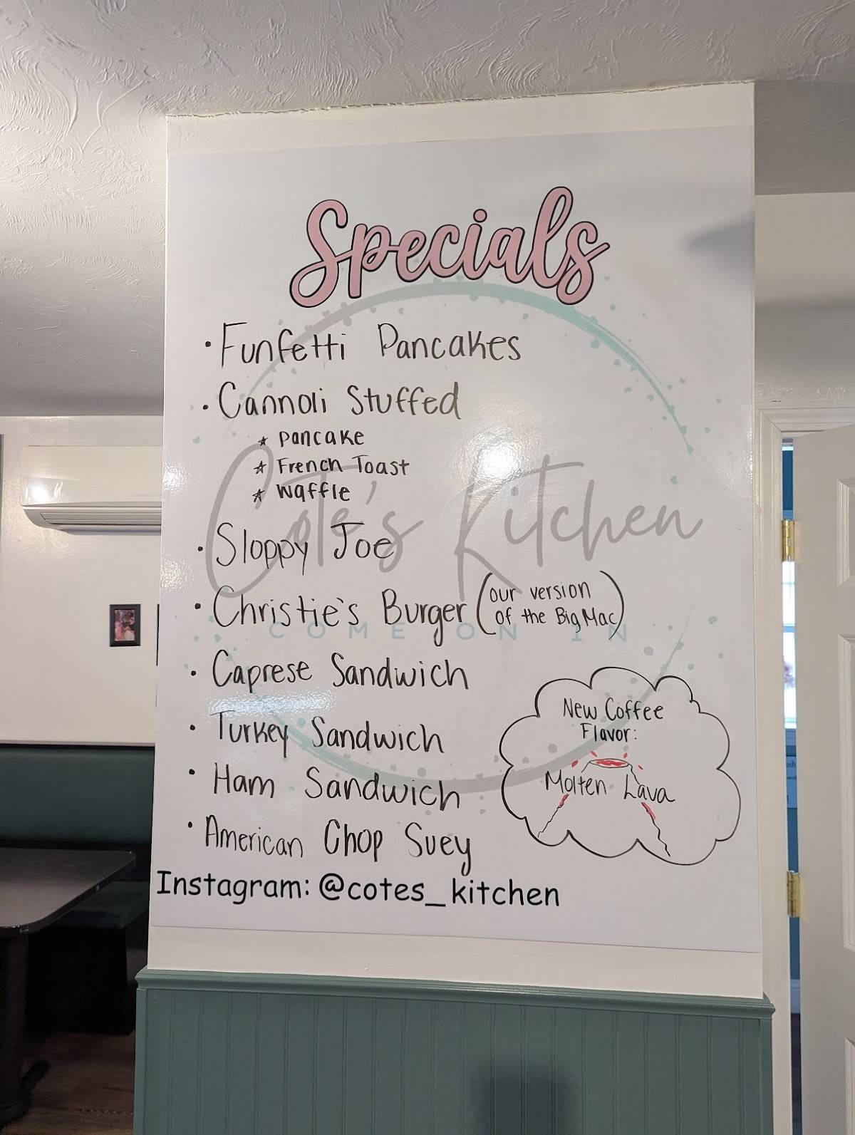 Cote's Kitchen меню