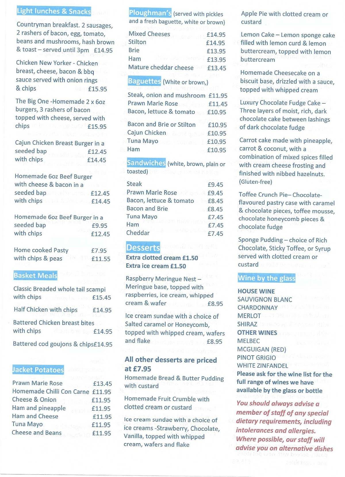 Countryman Inn меню