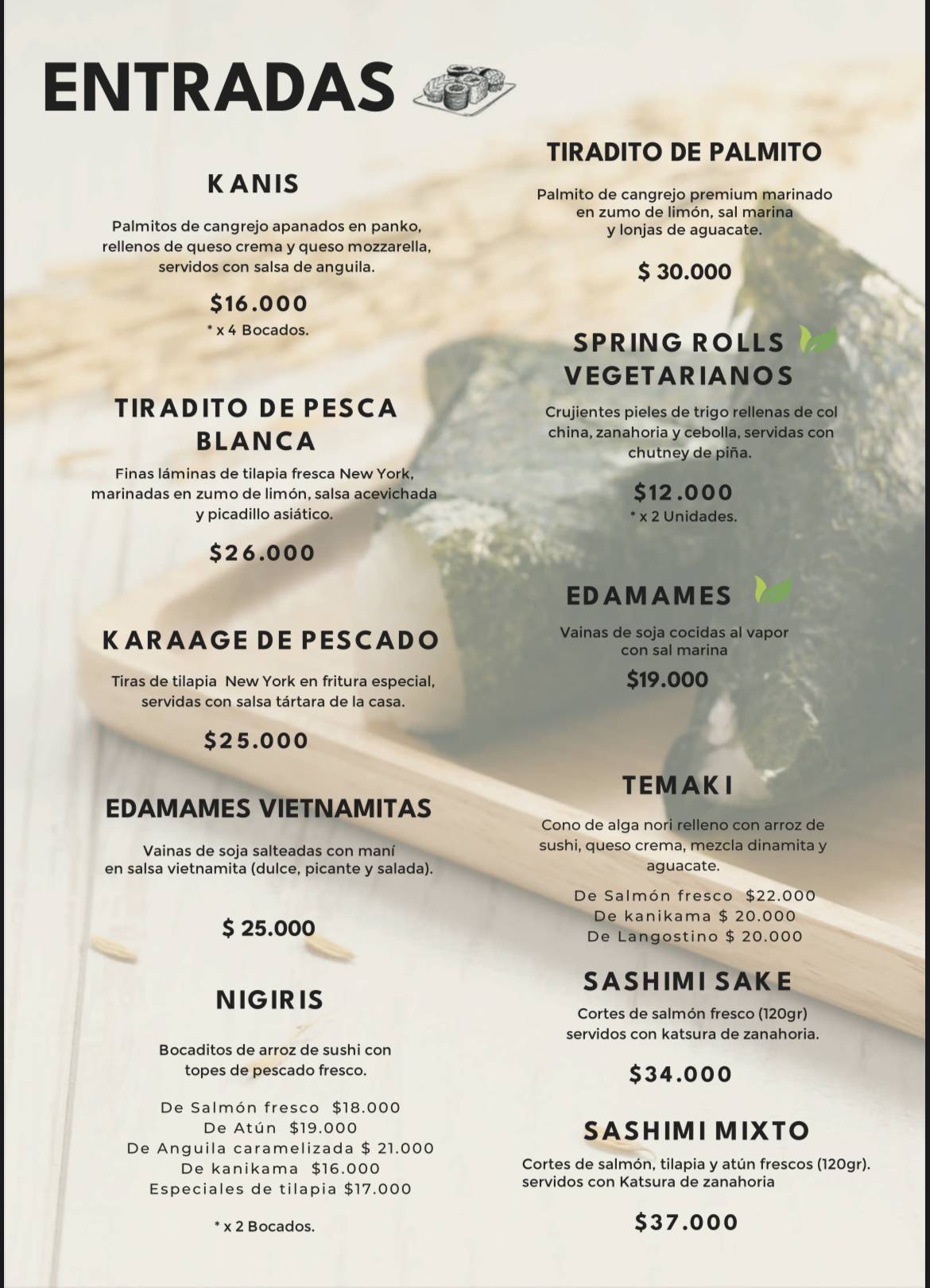 Creativo Sushi Rionegro меню