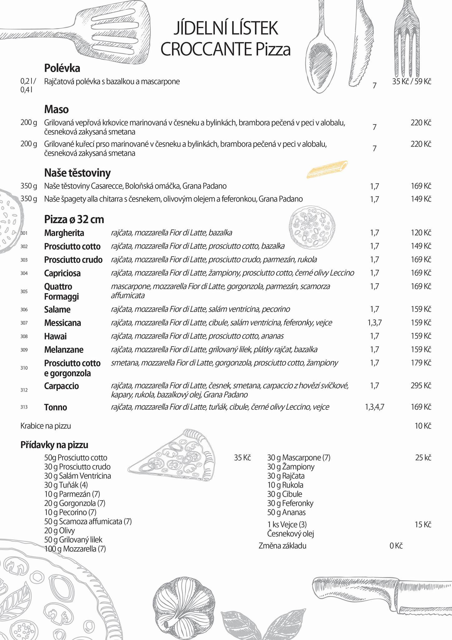 Croccante pizza меню