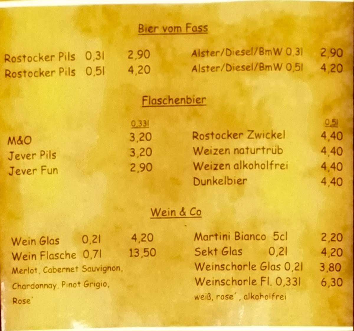 Crocodil Die Raucherkneipe Rostock KTV меню