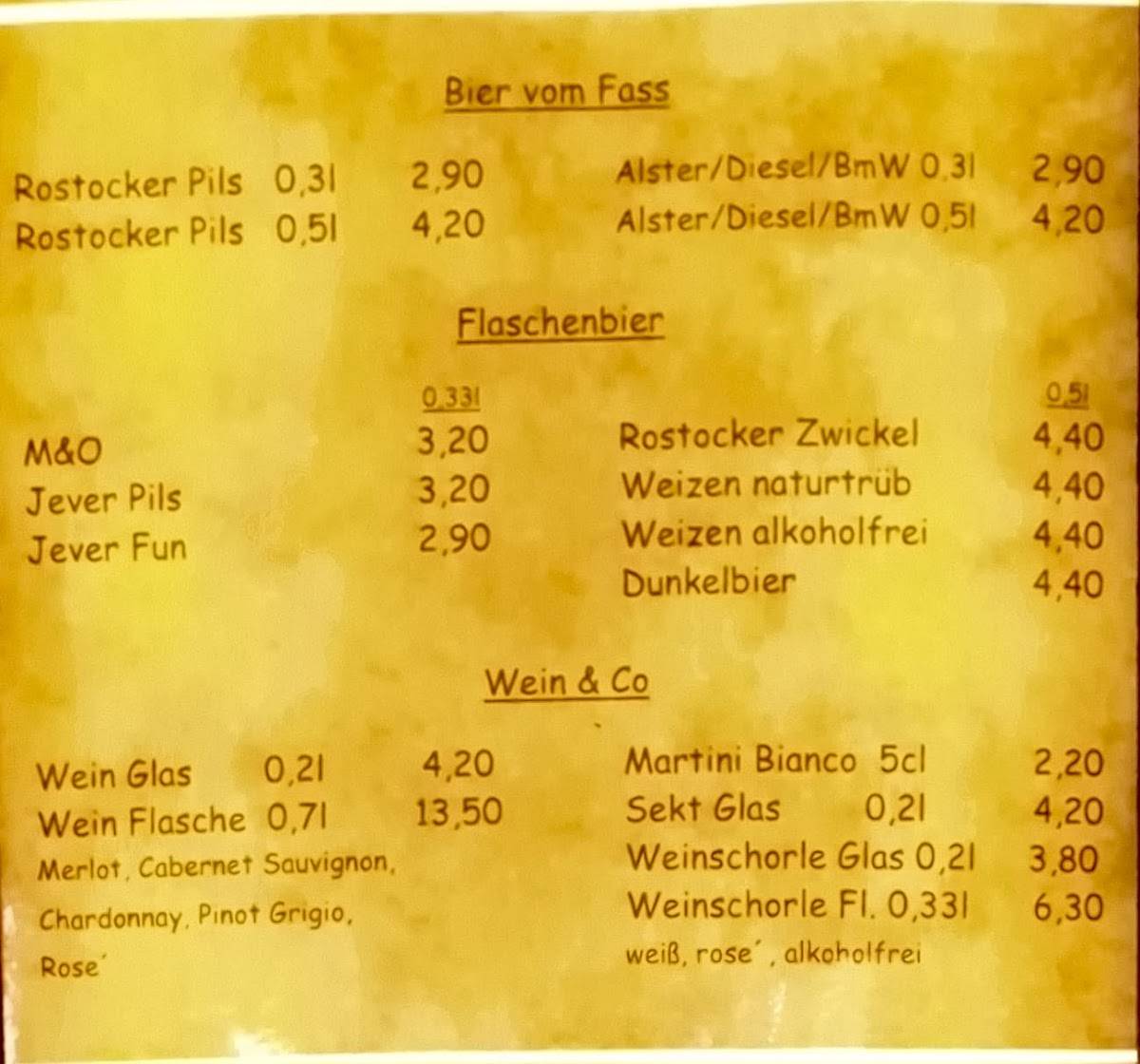 Crocodil Die Raucherkneipe Rostock KTV меню