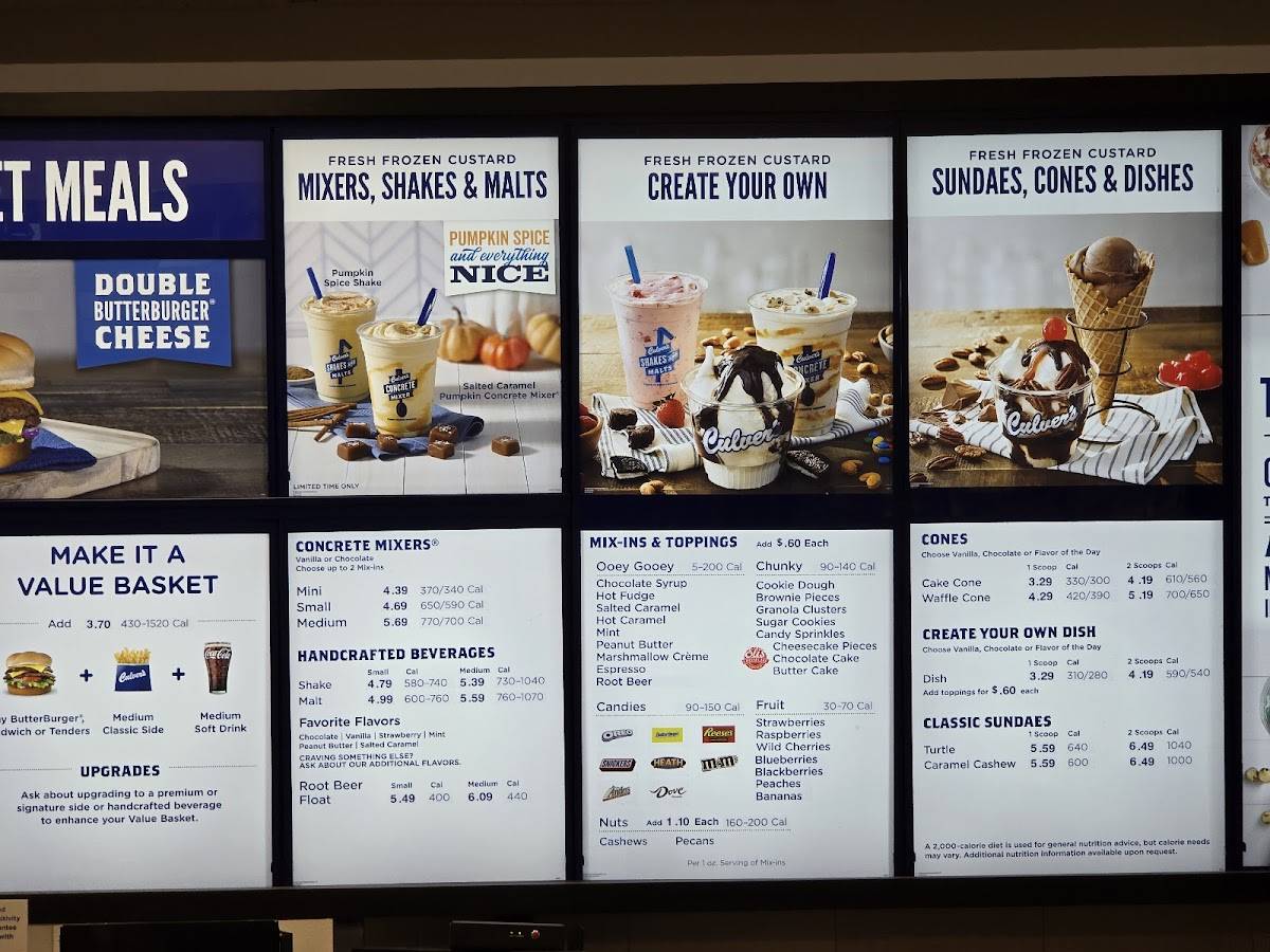 Culver’s меню