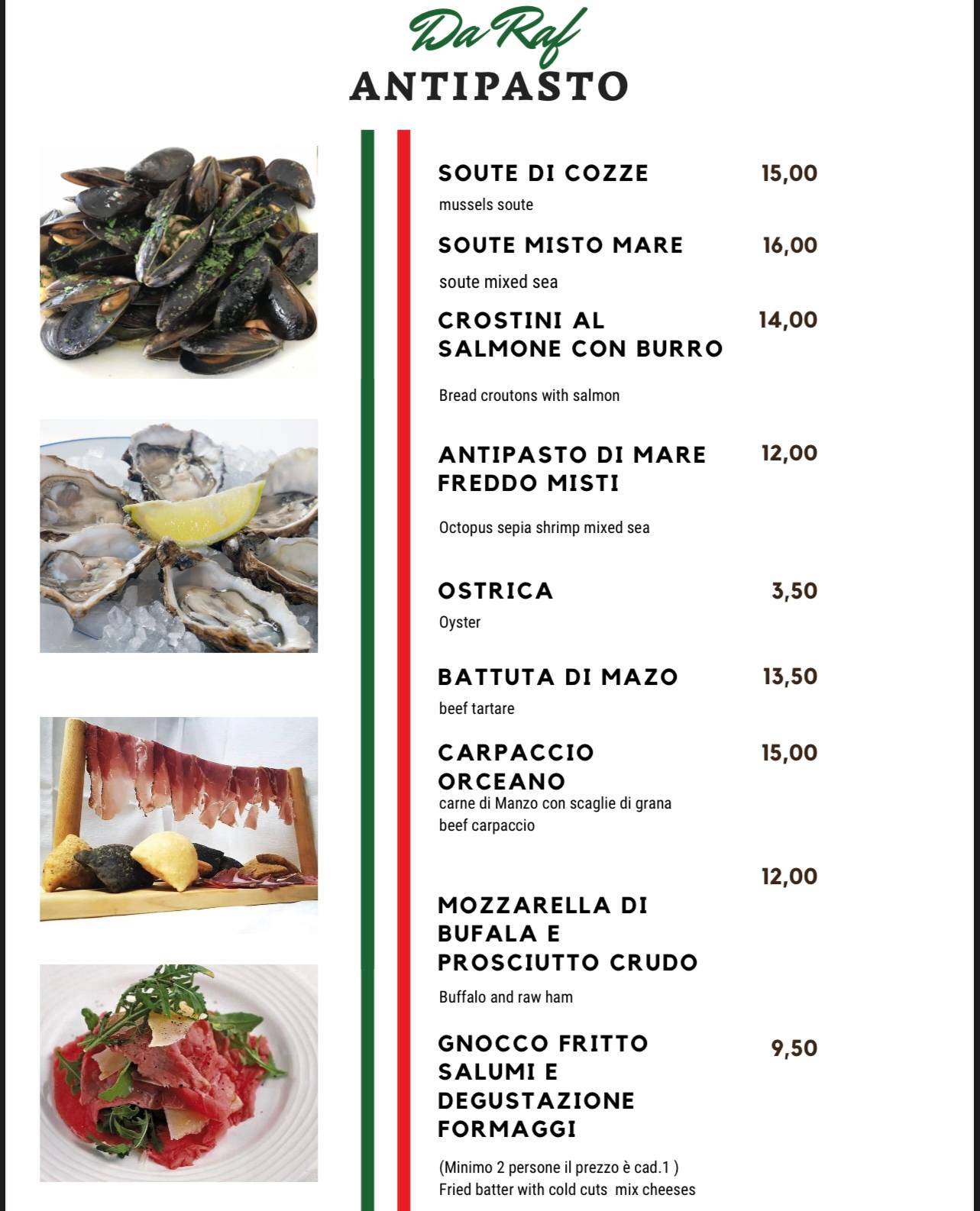Ristorante Pizzeria Da Raf меню