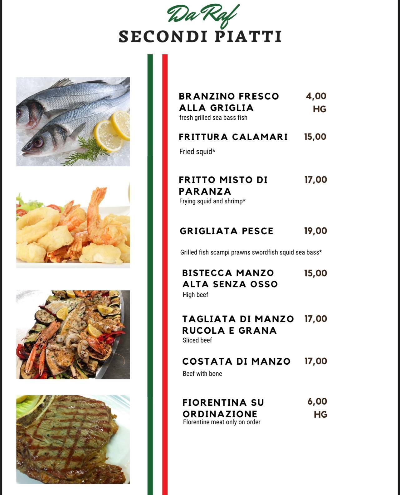 Ristorante Pizzeria Da Raf меню