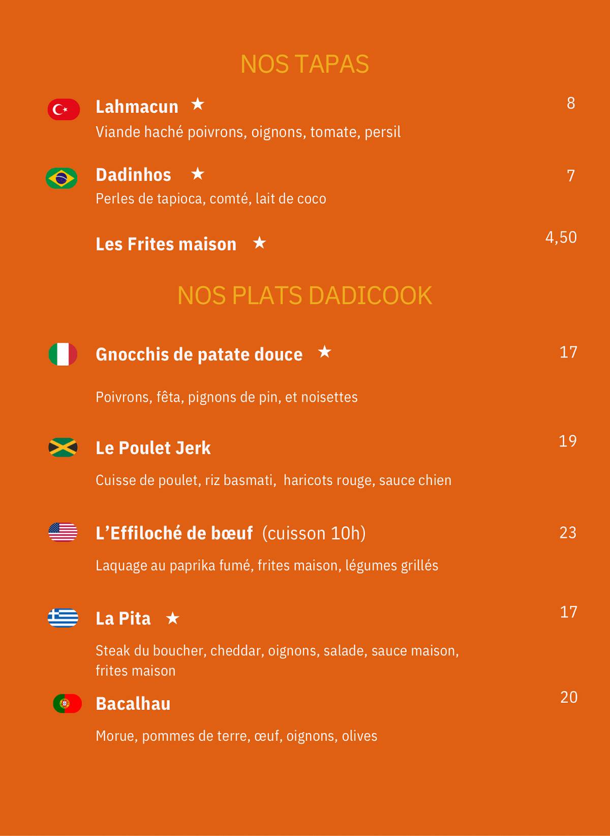 Dadicook Restaurant меню