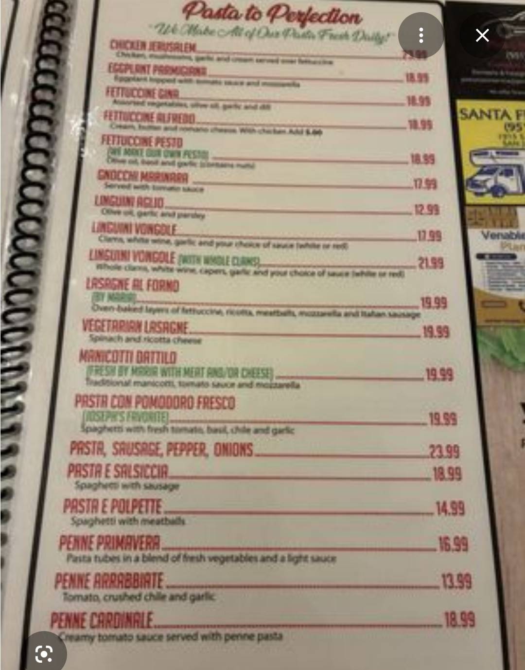 Dattilo Ristorante Italiano меню