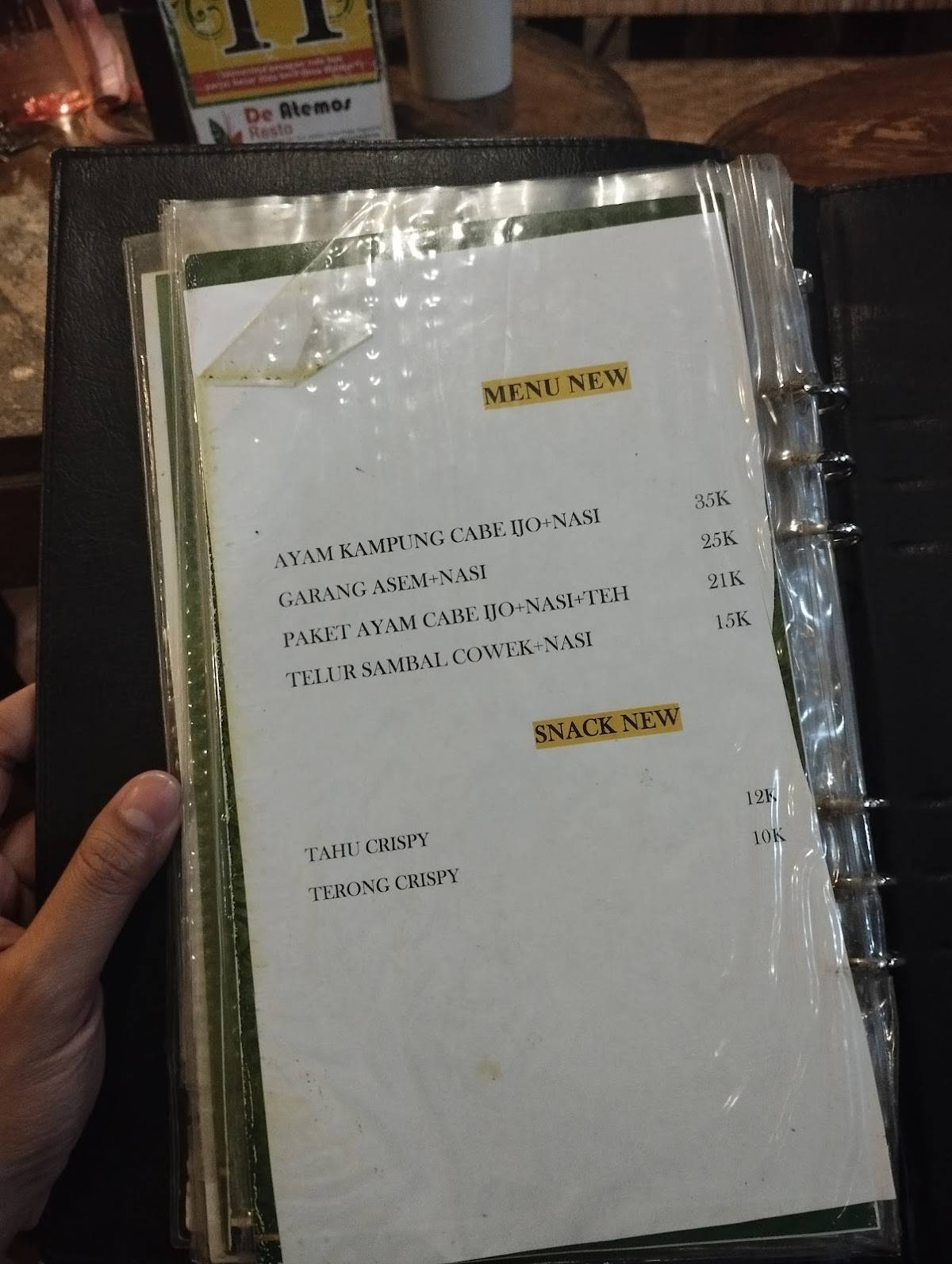 De Atemos Resto меню