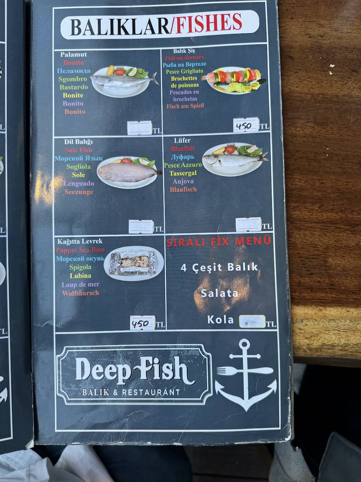 Deep Fish Balik Restaurant меню