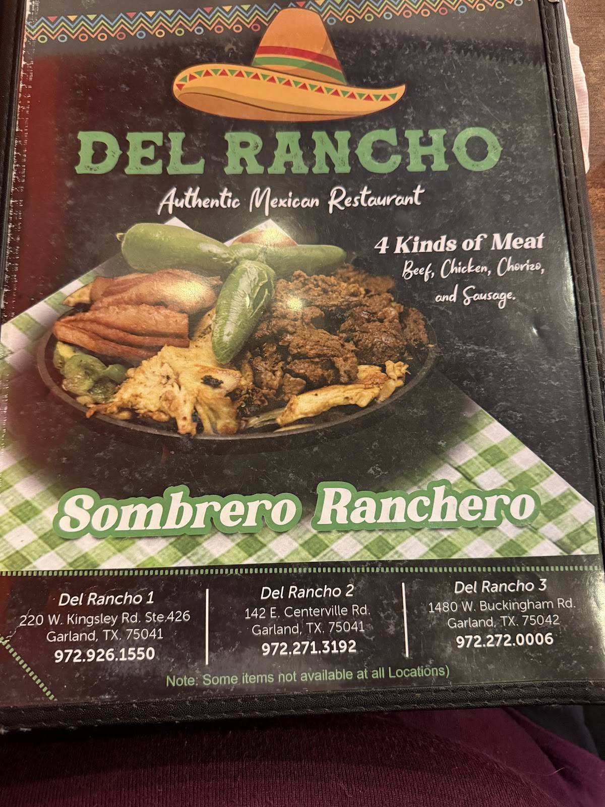 Del Rancho Mexican Grill меню