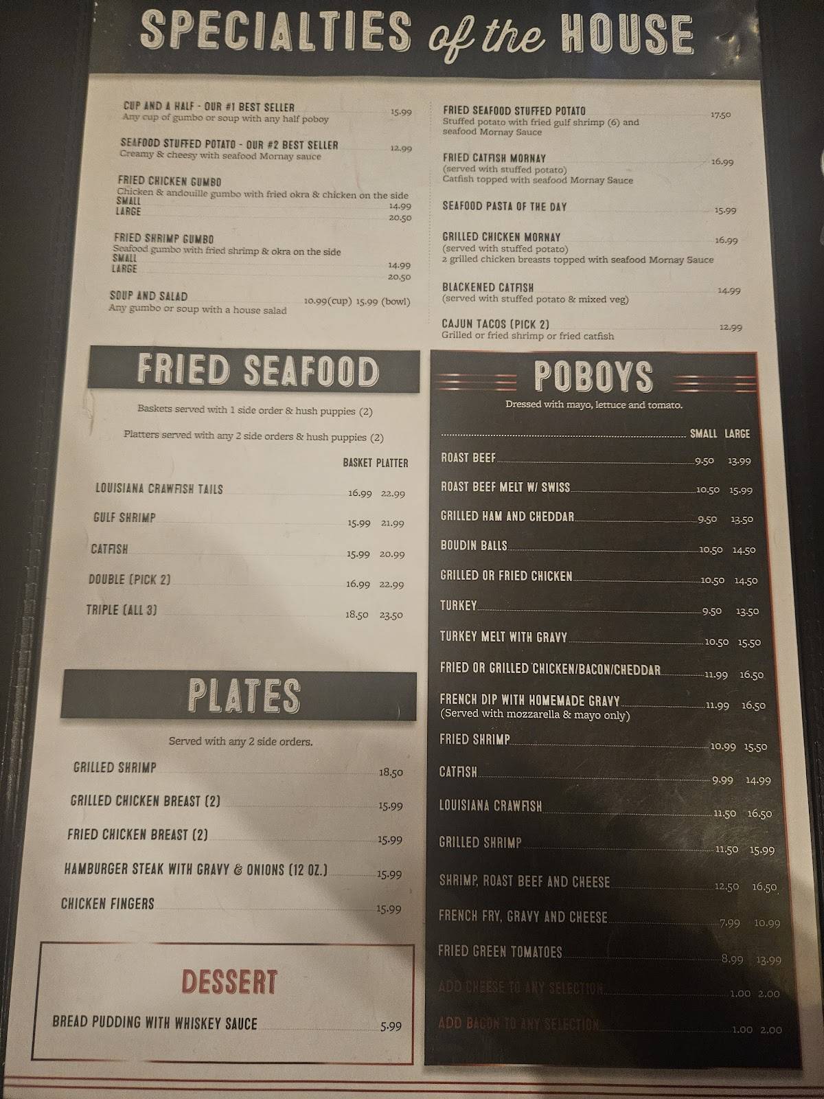 Dempsey's Poboys меню