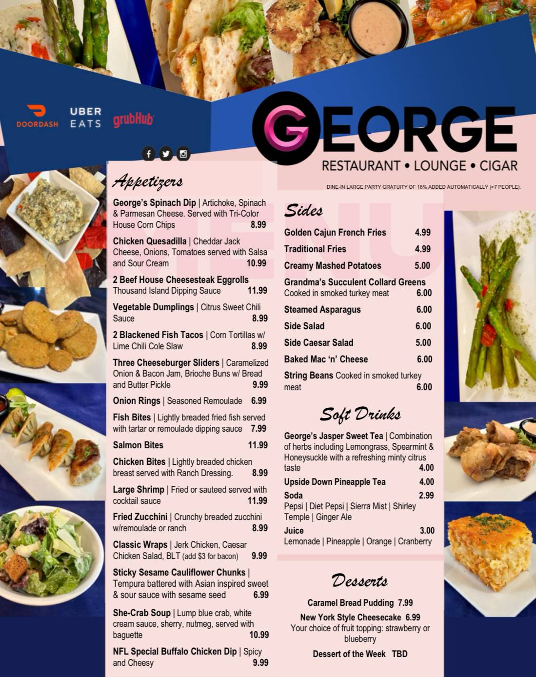 GEORGE RESTAURANT меню