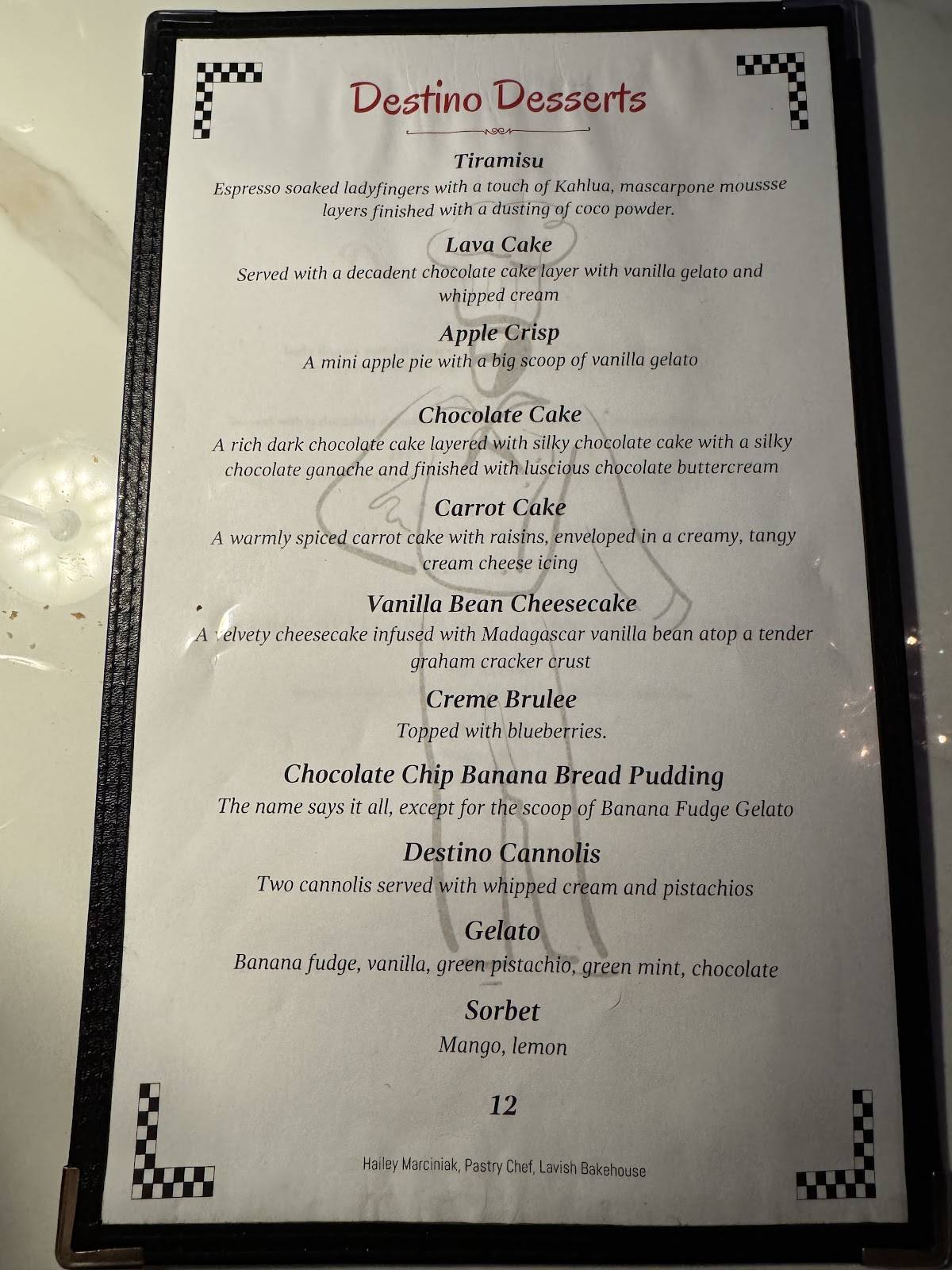Destino Ristorante меню