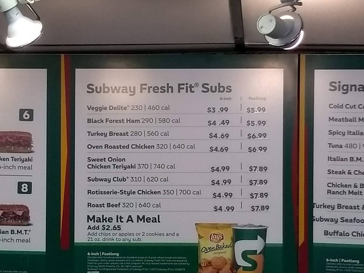 Subway меню
