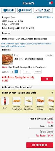 Domino's Pizza меню