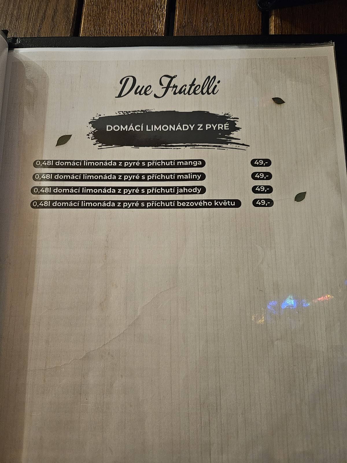 Due Fratelli меню