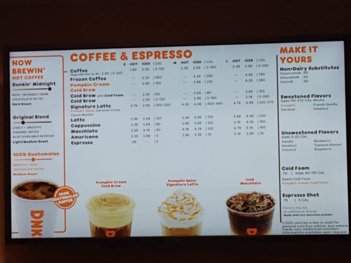Dunkin' меню