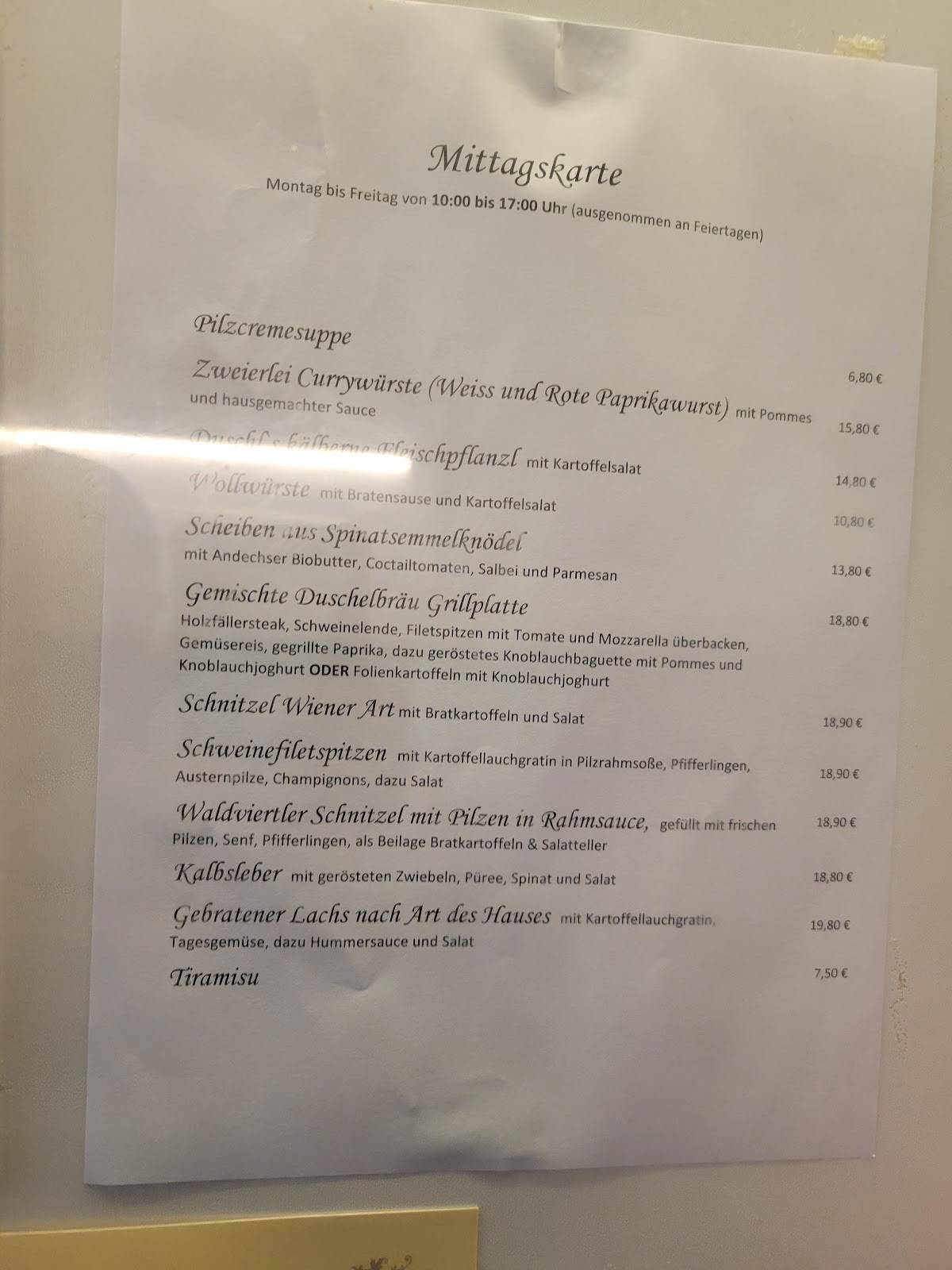 Duschlbräu Rosenheim - Traditionsgaststätte im Herzen von Rosenheim меню