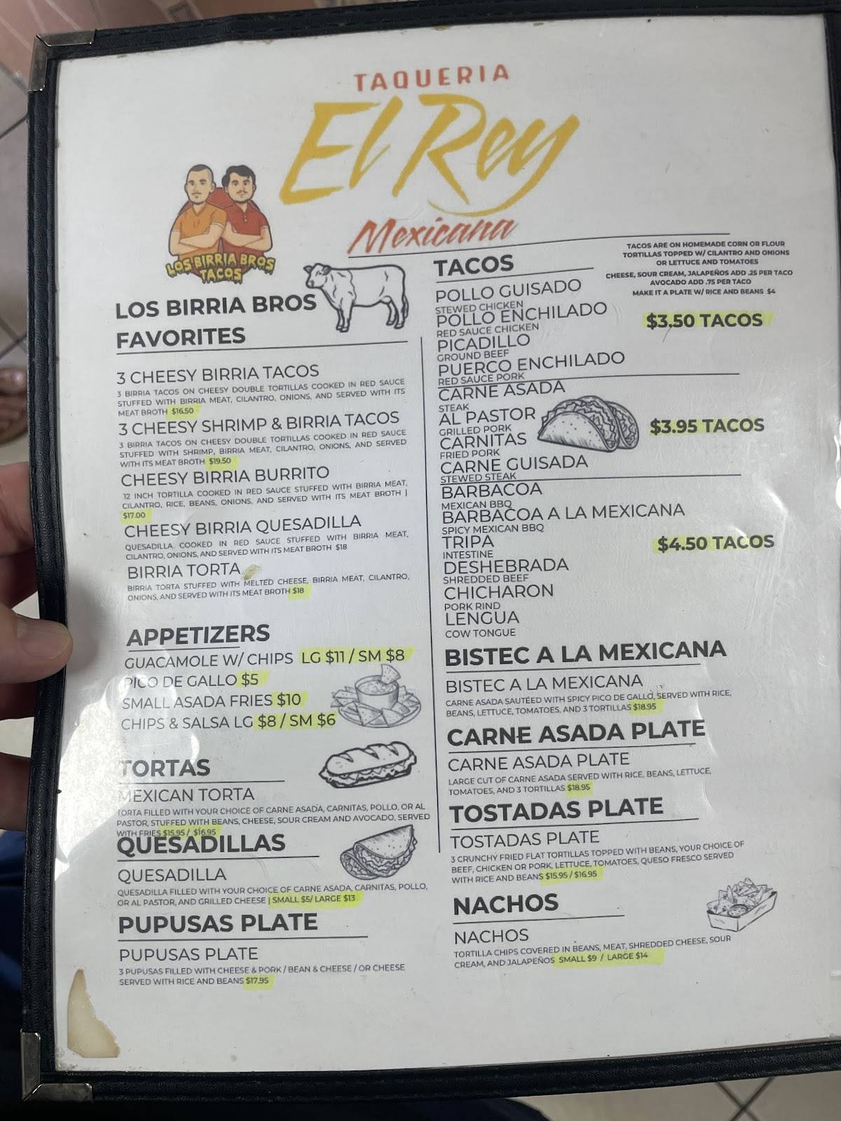 El Rey Taqueria меню