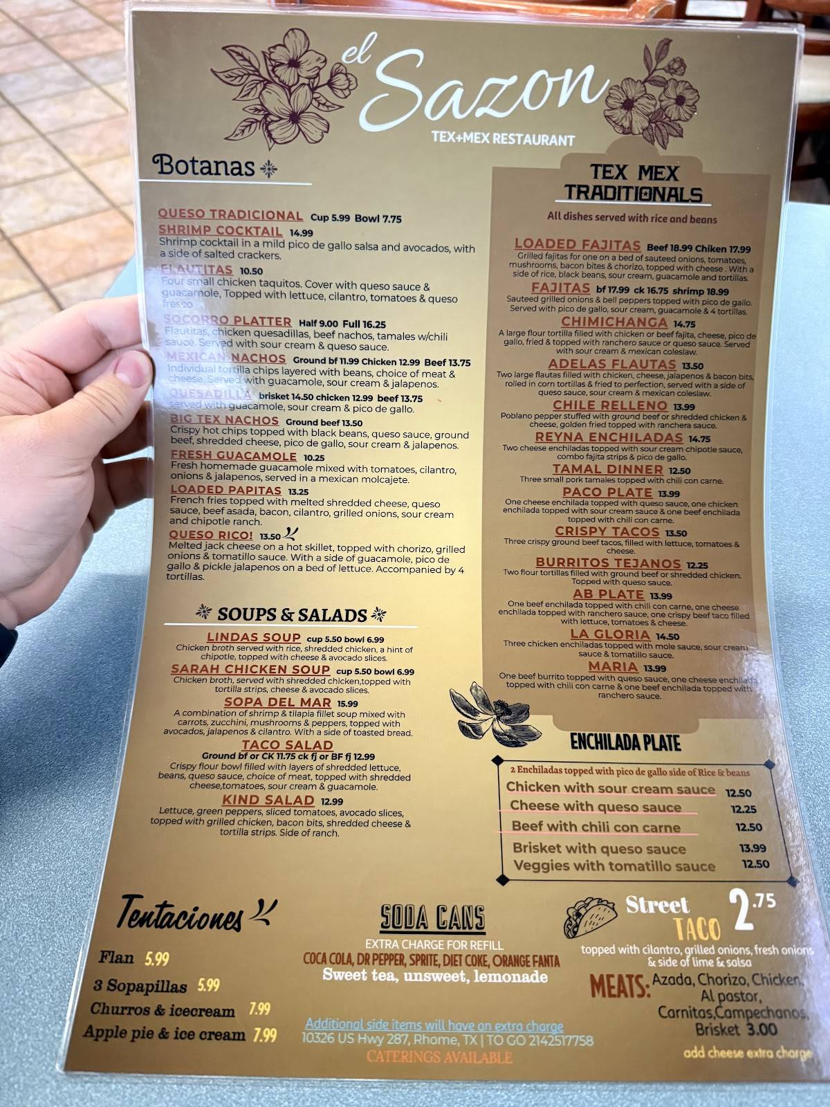 El Sazón Tex Mex Restaurant меню