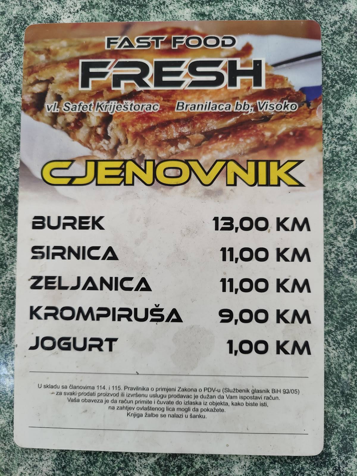 Fast Food Fresh меню