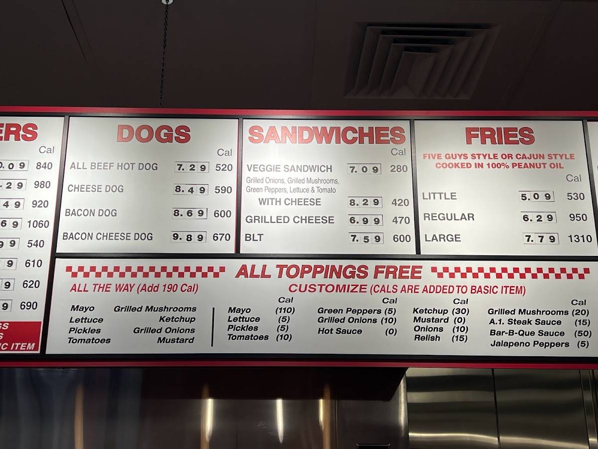 Five Guys меню
