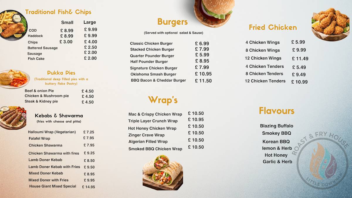 Roast & Fry House Little Downham Fish & Chips меню