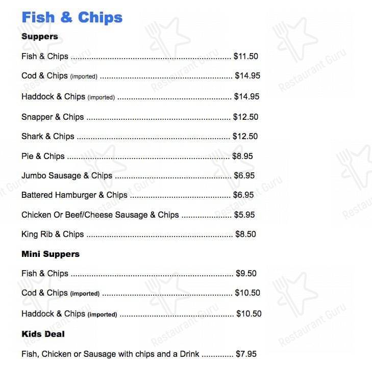 The Chippy меню